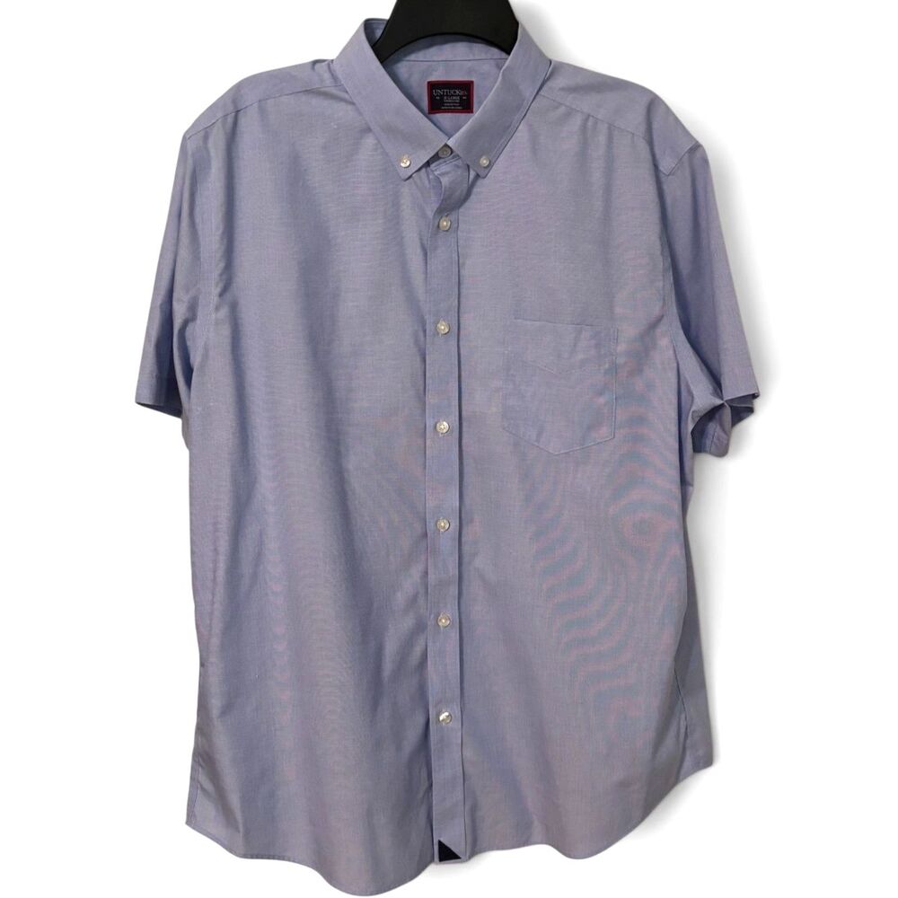 UNTUCKit Hillstowe Blue Short Sleeve Button Down Shirt XL Regular Fit